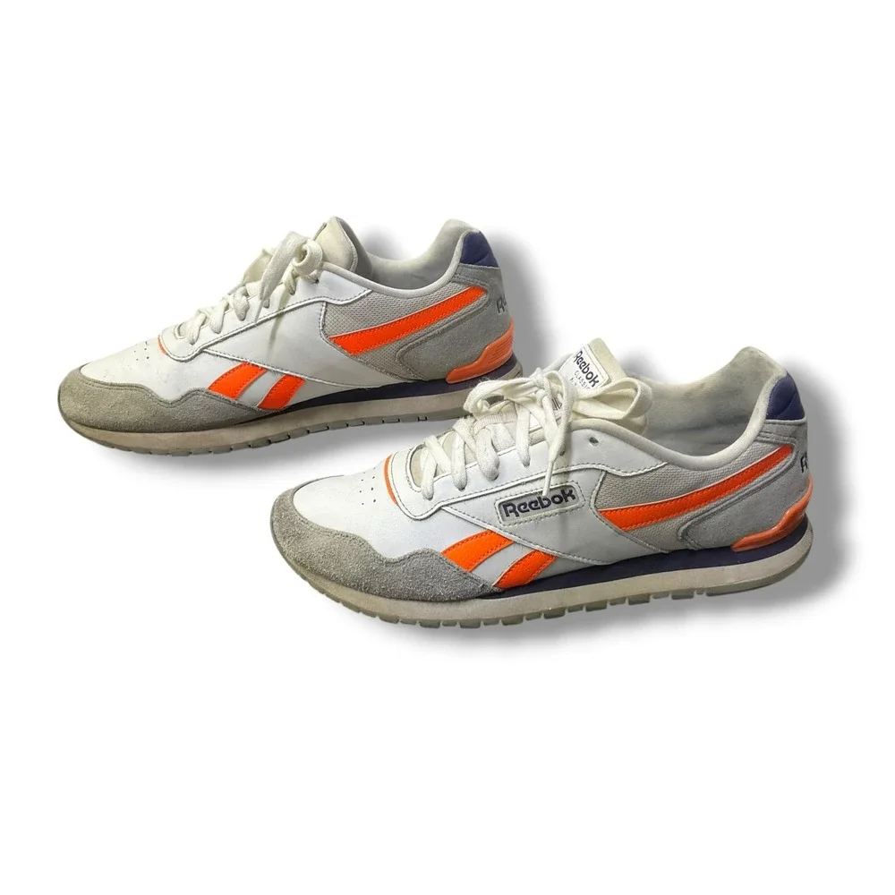 Reebok Classic Nylon Mens White Grey Orange Purple Retro‎ Sneakers DV8145 Sz 9.5